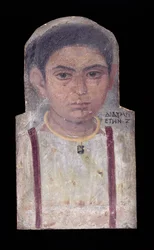 Ritratto di mummia di una giovane ragazza, iscritto «Didyme, 7 anni», 180-200 d.C.